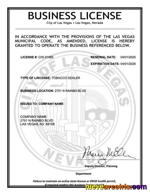 USA Nevada business license